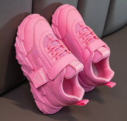 Kids' Fashion Sneakers - Casual, Mesh, Hook & Loop, Unisex - Pink