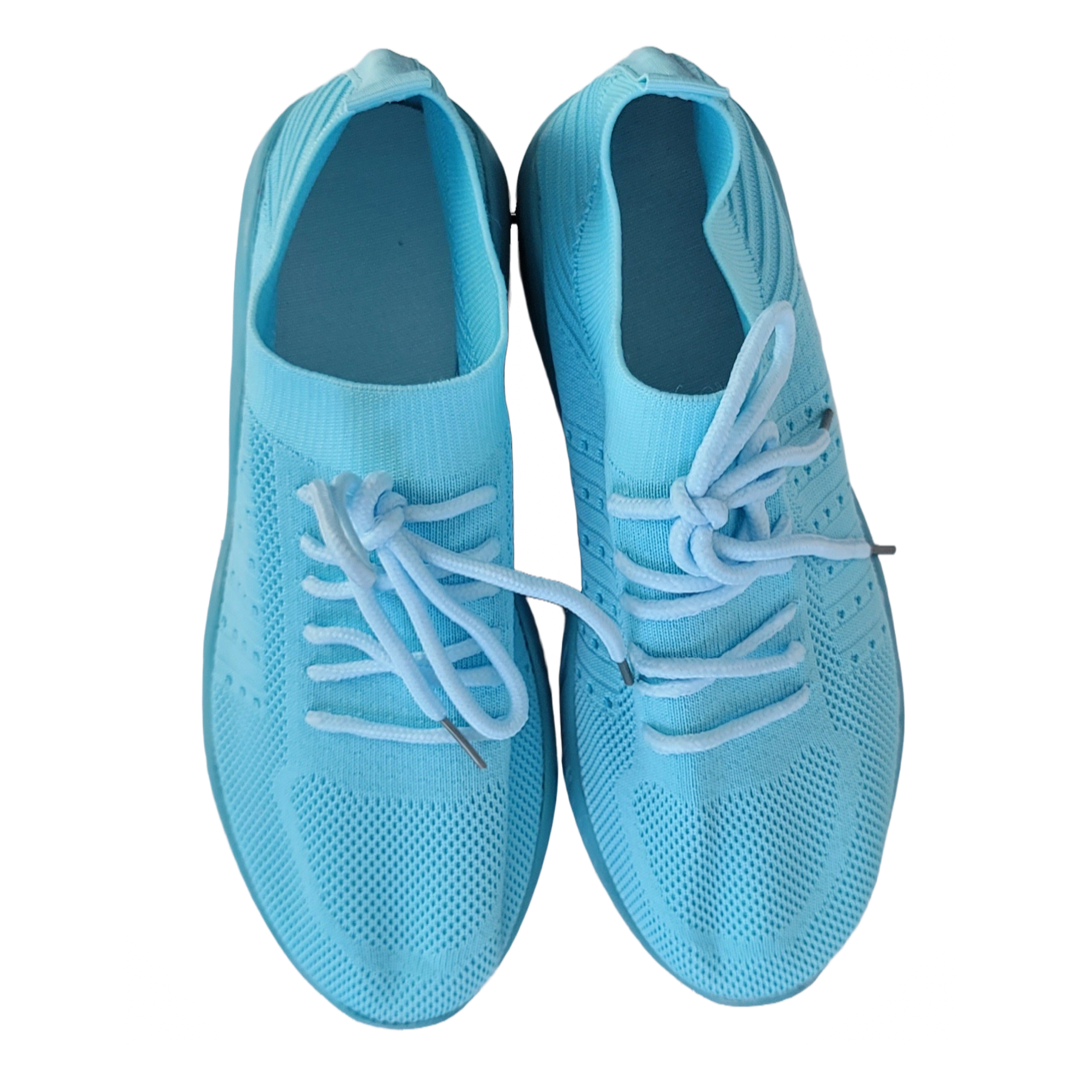 Women’s Fashion Sneakers - Lace Up, Platform Shoes - Aqua - Free Delivery
