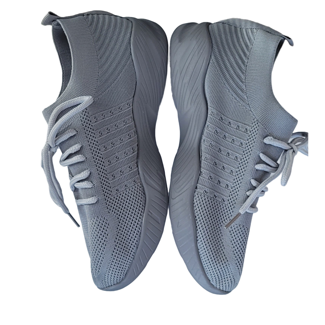 Women’s Fashion Sneakers - Lace Up, Platform Shoes - Gray - Free Delivery