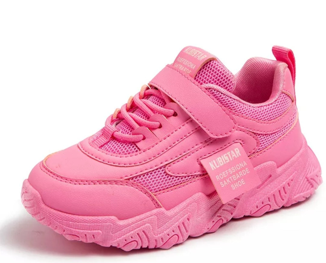 Kids' Fashion Sneakers - Casual, Mesh, Hook & Loop, Unisex - Pink