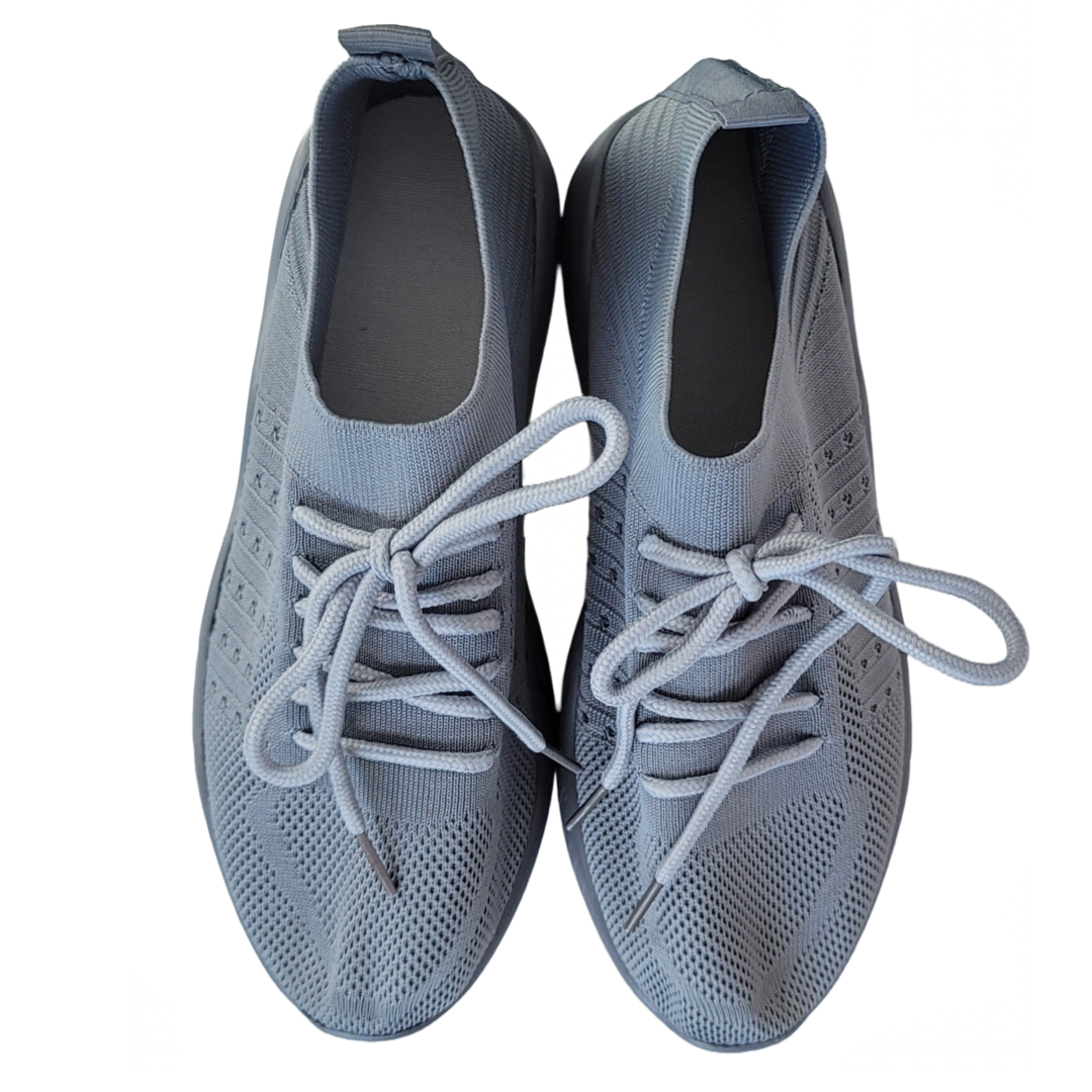 Women’s Fashion Sneakers - Lace Up, Platform Shoes - Gray - Free Delivery