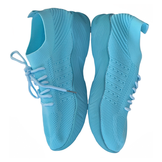 Women’s Fashion Sneakers - Lace Up, Platform Shoes - Aqua - Free Delivery